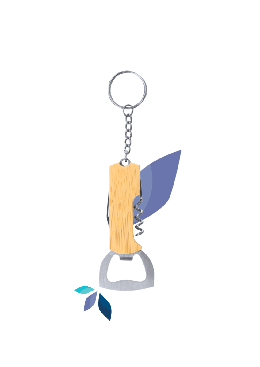 Porte-clés ouvre-bouteille personnalisé en bambou