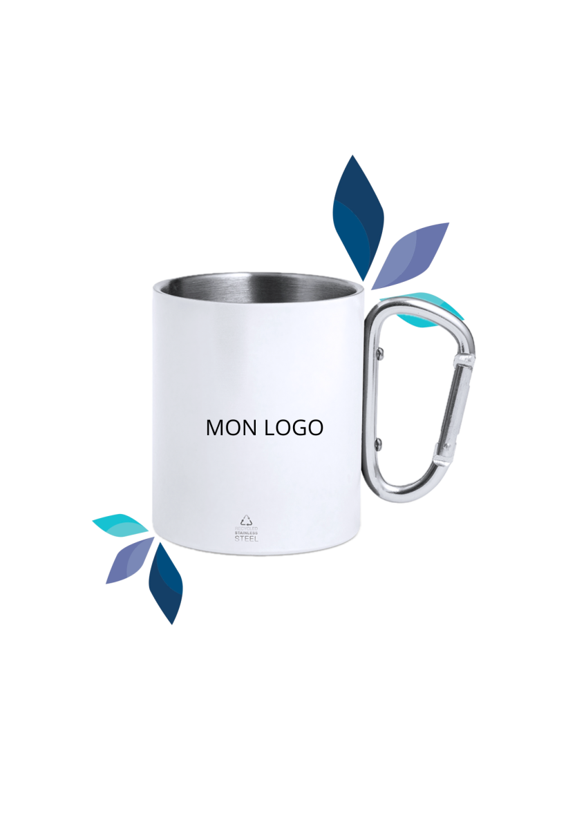 Tasse isotherme personnalisable 300 ml en acier inox recyclé-blanche