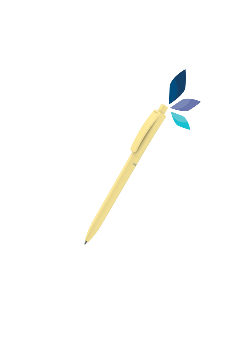 Stylo bille rétractable pastel en plastique recyclé personnalisable- jaune