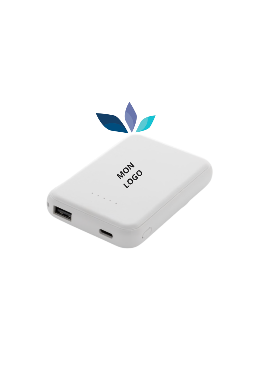 Batterie de secours de poche 5000 mAh avec chargeur magnétique personnalisable à Marseille, Lille et Strasbourg