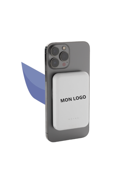 Batterie de secours de poche 5000 mAh avec chargeur magnétique personnalisable à Marseille, Lille et Strasbourg