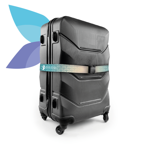 Sangle de bagage ou ceinture de valise personnalisable à votre image pour vos voyages à Lyon, Paris et Montpellier