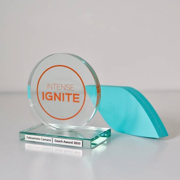 Trophée rond verre Lyon